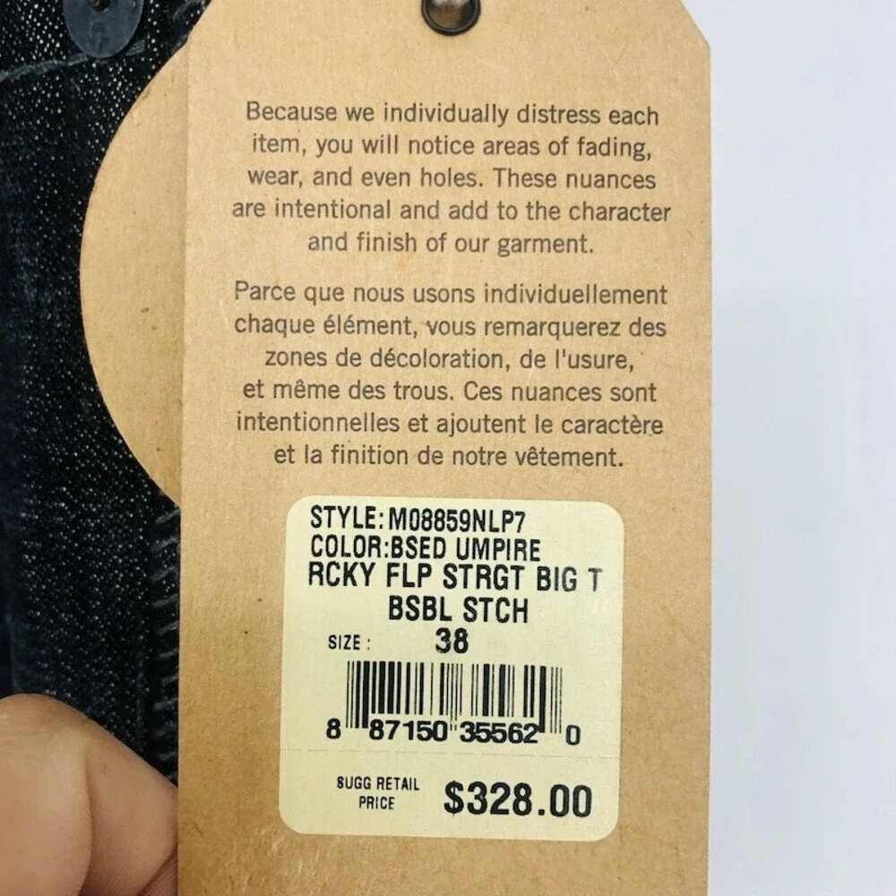 True Religion Men's Black Denim Cotton HighRise Ricky Relaxed Straight Jeans 38